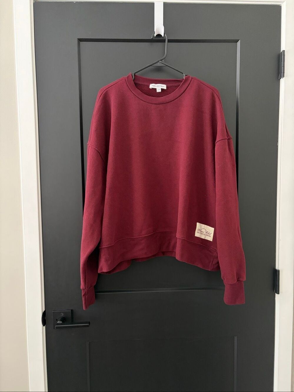 WeWoreWhat Wellness Club Burgundy Maroon Crewneck Oversized Boxy XL